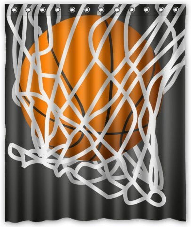 GreenDecor Basketball And Basketball Net Waterproof Shower Curtain Set ...