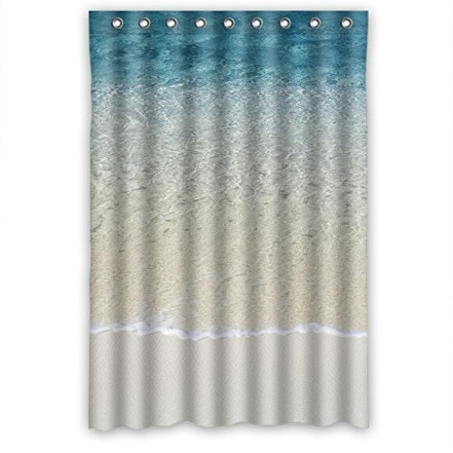 GreenDecor Beach Clear Sea Sand Ocean Waterproof Shower Curtain Set with Hooks Bathroom Accessories Size 48x72 inches