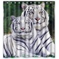 thumbnail image 1 of GreenDecor Bengal Tiger Blue Eyed Royal White Stylish Living Waterproof Shower Curtain Set with Hooks Bathroom Accessories Size 66x72 inches, 1 of 2