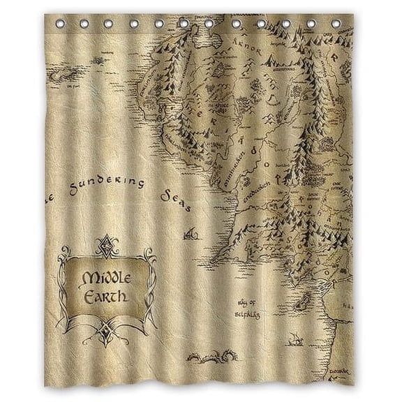GreenDecor Best Middle Earth Waterproof Shower Curtain Set with Hooks Bathroom Accessories Size 60x72 inches