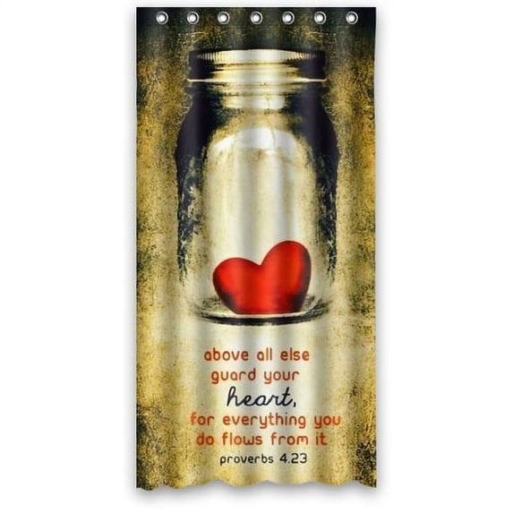GreenDecor Bible Verse Proverbs Above Else Guard Your Heart Waterproof Shower Curtain Set with Hooks Bathroom Accessories Size 36x72 inches