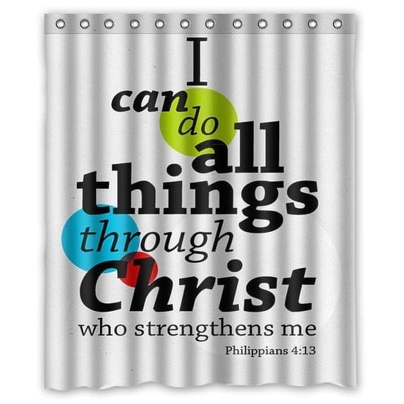 GreenDecor Bible Verse Waterproof Shower Curtain Set with Hooks Bathroom Accessories Size 60x72 inches