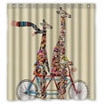thumbnail image 1 of GreenDecor Bigger And Giraffe Wear Scarf Ridding Tandem Bicycle Waterproof Shower Curtain Set with Hooks Bathroom Accessories Size 66x72 inches, 1 of 2
