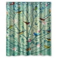 thumbnail image 1 of GreenDecor Birds Tree Waterproof Shower Curtain Set with Hooks Bathroom Accessories Size 60x72 inches, 1 of 2