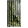 thumbnail image 1 of GreenDecor Black Bear Family In The Forest Print Waterproof Shower Curtain Set with Hooks Bathroom Accessories Size 36x72 inches, 1 of 2