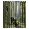 thumbnail image 1 of GreenDecor Black Bear Family In The Forest Waterproof Shower Curtain Set with Hooks Bathroom Accessories Size 60x72 inches, 1 of 2