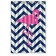 thumbnail image 1 of GreenDecor Blue White Chevron Pink Flamingo Funky Bright Waterproof Shower Curtain Set with Hooks Bathroom Accessories Size 48x72 inches, 1 of 2