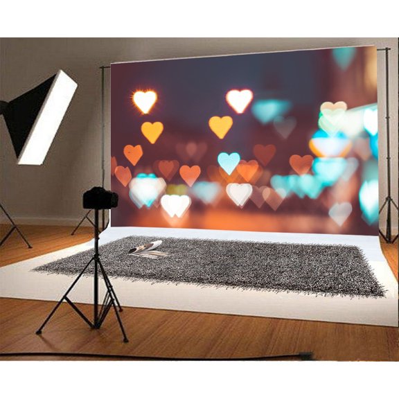 GreenDecor Bokeh Heart Backdrop 7x5ft Speckle Spots Photography Background Photos Video Studio Props