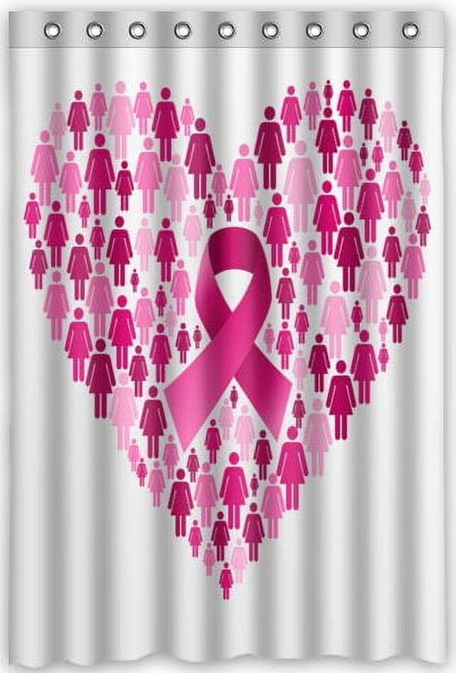 GreenDecor Breast Cancer Awareness Pink Ribbon Waterproof Shower