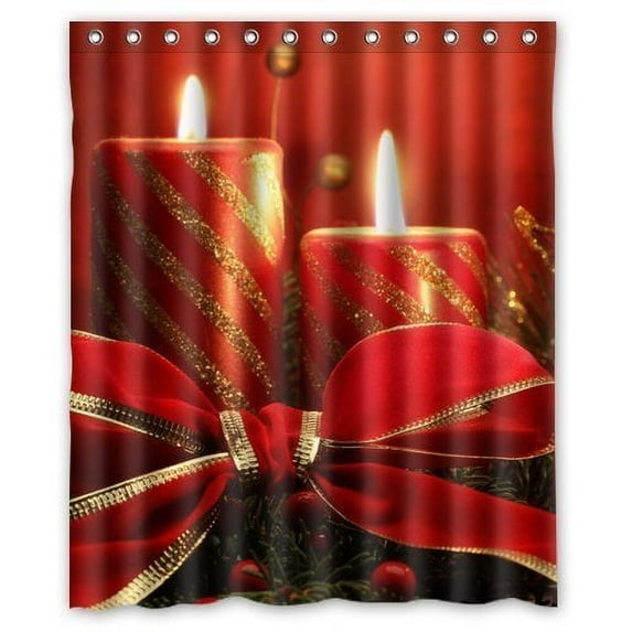 GreenDecor Christmas Waterproof Shower Curtain Set with Hooks Bathroom Accessories Size 60x72 inches