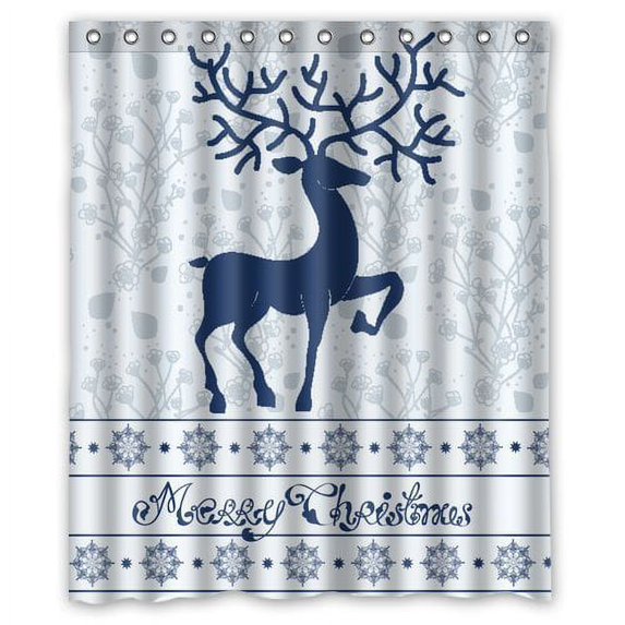 GreenDecor Christmas Waterproof Shower Curtain Set with Hooks Bathroom Accessories Size 60x72 inches