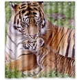thumbnail image 1 of GreenDecor Close Tiger Mom And Son Waterproof Shower Curtain Set with Hooks Bathroom Accessories Size 66x72 inches, 1 of 2