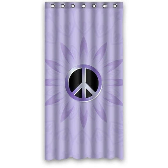 GreenDecor Colorful Peace Sign Waterproof Shower Curtain Set with Hooks Bathroom Accessories Size 36x72 inches