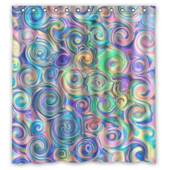 GreenDecor Colorful Psychedelic Trippy Swirl Art Waterproof Shower Curtain Set with Hooks Bathroom Accessories Size 66x72 inches