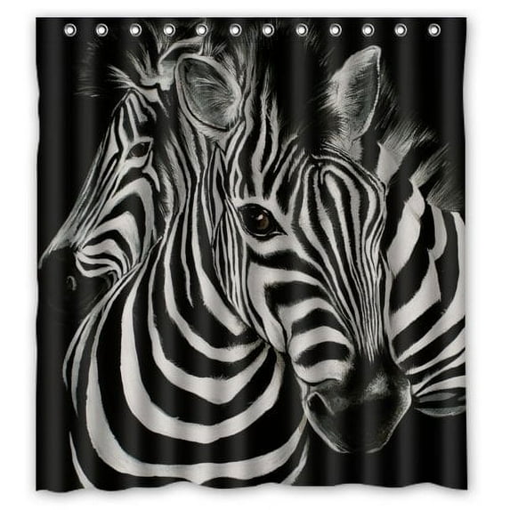 GreenDecor Cool Zebra Wild Animal Waterproof Shower Curtain Set with Hooks Bathroom Accessories Size 66x72 inches