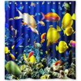 thumbnail image 1 of GreenDecor Coral Reef Coral Fish Sea Life Soft Waterproof Shower Curtain Set with Hooks Bathroom Accessories Size 66x72 inches, 1 of 2