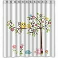 thumbnail image 1 of GreenDecor Cute Owls On The Trees With Squirrel Hedgehog Print Waterproof Shower Curtain Set with Hooks Bathroom Accessories Size 66x72 inches, 1 of 2