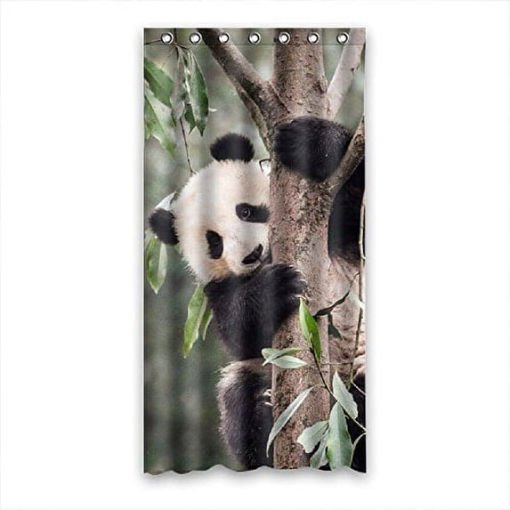 GreenDecor Cute Panda Tree Waterproof Shower Curtain Set with Hooks Bathroom Accessories Size 36x72 inches