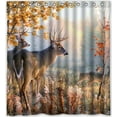thumbnail image 1 of GreenDecor Deer Waterproof Shower Curtain Set with Hooks Bathroom Accessories Size 66x72 inches, 1 of 2