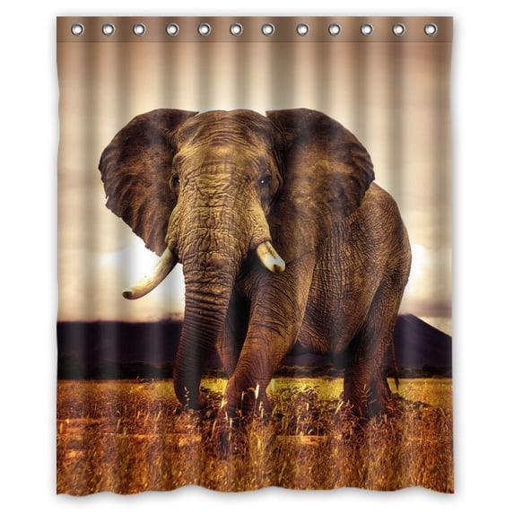 GreenDecor Elephant Art Waterproof Shower Curtain Set with Hooks Bathroom Accessories Size 60x72 inches