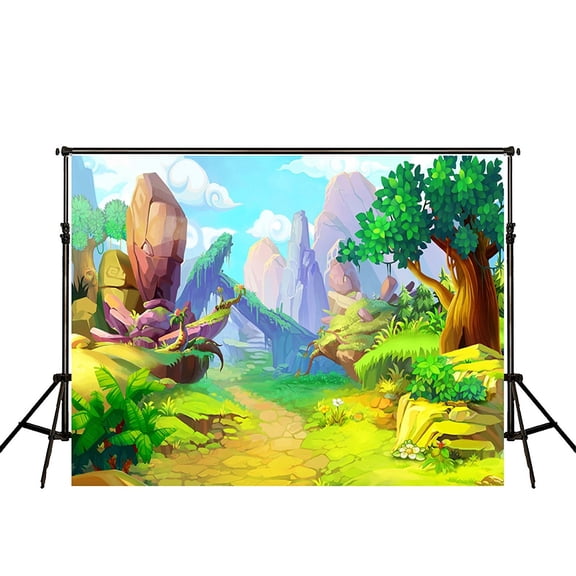 GreenDecor Fairytale Photography Backdrop 7x5ft Carton Forest Background Newborn Birthday Backdrops for Party