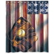 thumbnail image 1 of GreenDecor Flag American Flag Wood Texture Distressed Baseball Waterproof Shower Curtain Set with Hooks Bathroom Accessories Size 60x72 inches, 1 of 2