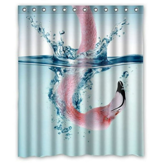 GreenDecor Flamingo Waterproof Shower Curtain Set with Hooks Bathroom Accessories Size 60x72 inches