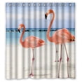 thumbnail image 1 of GreenDecor Flamingos Sandy Beach Ocean Waterproof Shower Curtain Set with Hooks Bathroom Accessories Size 66x72 inches, 1 of 2