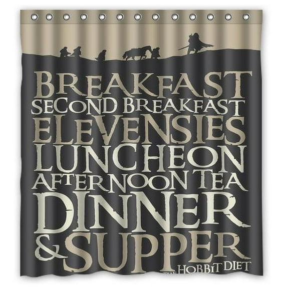 GreenDecor Flawless Gorgeous Creative The Hobbit Retro Waterproof Shower Curtain Set with Hooks Bathroom Accessories Size 66x72 inches