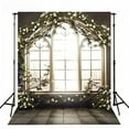 thumbnail image 1 of GreenDecor Flower Arch Indoor Wedding Photo Backdrop 5x7ft Photography Background Bright Windows Black Floor Backdrops, 1 of 3