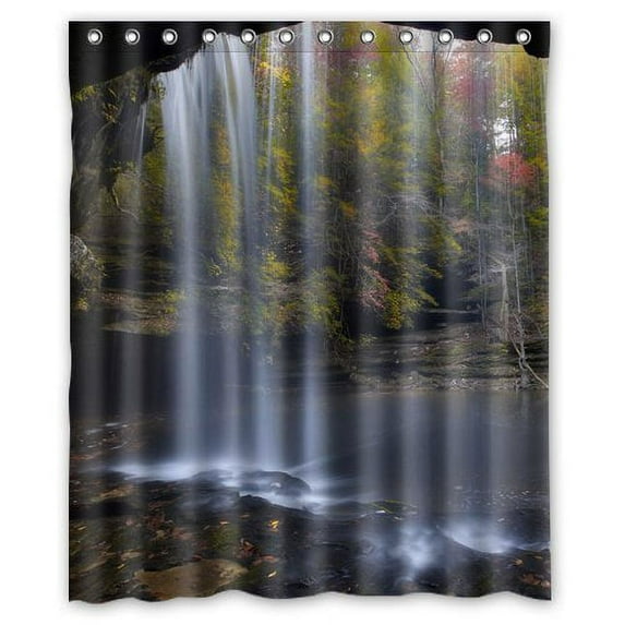 GreenDecor Forest Landscape Waterproof Shower Curtain Set with Hooks Bathroom Accessories Size 60x72 inches