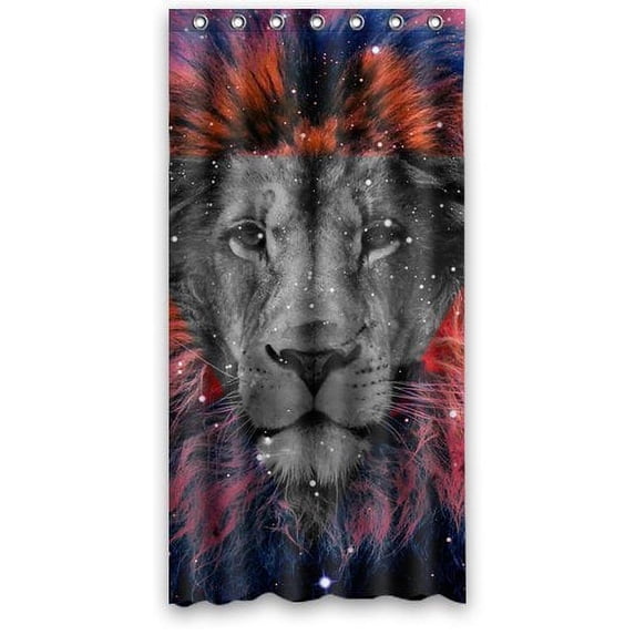 GreenDecor Forest Lion Waterproof Shower Curtain Set with Hooks Bathroom Accessories Size 36x72 inches