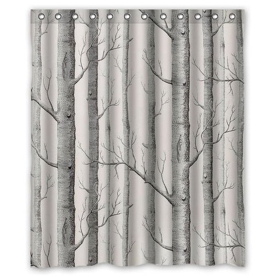 GreenDecor Forest Waterproof Shower Curtain Set with Hooks Bathroom Accessories Size 60x72 inches