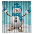 thumbnail image 1 of GreenDecor Funny Christmas Gift Awesome Merry Christmas Happy Snowman Waterproof Shower Curtain Set with Hooks Bathroom Accessories Size 66x72 inches, 1 of 2