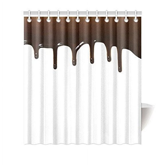 GreenDecor Funny Liquid Chocolate Waterproof Shower Curtain Set with Hooks Bathroom Accessories Size 66x72 inches
