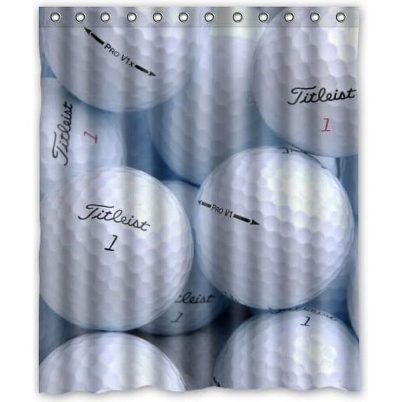 GreenDecor Golf Ball Golf Waterproof Shower Curtain Set with Hooks Bathroom Accessories Size 60x72 inches