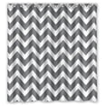 thumbnail image 1 of GreenDecor Grey And White Chevron Zigzag Zig Zag Waterproof Shower Curtain Set with Hooks Bathroom Accessories Size 66x72 inches, 1 of 2