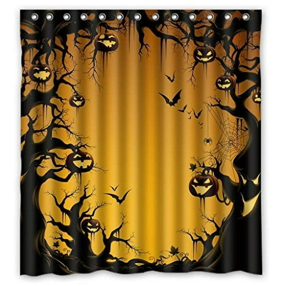 GreenDecor Halloween Es Waterproof Shower Curtain Set with Hooks Bathroom Accessories Size 66x72 inches