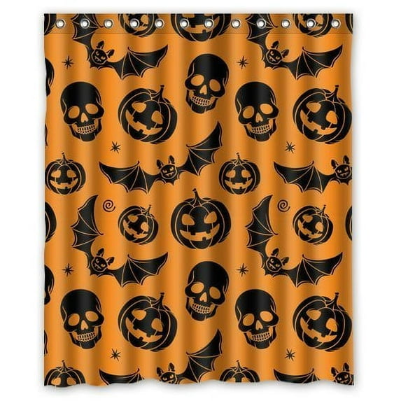 GreenDecor Halloween Waterproof Shower Curtain Set with Hooks Bathroom Accessories Size 60x72 inches