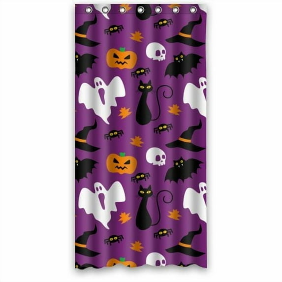 GreenDecor Hallowen Time Ghost Pumpkin Halloween Things Waterproof Shower Curtain Set with Hooks Bathroom Accessories Size 36x72 inches