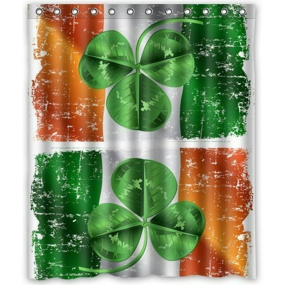 GreenDecor Happy St Patrick'S Day Waterproof Shower Curtain Set with Hooks Bathroom Accessories Size 60x72 inches