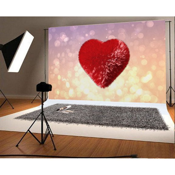 GreenDecor Heart-shaped Decoration Backdrop 7x5ft Bokeh Speckle Valentine's Day Lover Date Romantic Candlelight Dinner Background Sweet Anniversary We