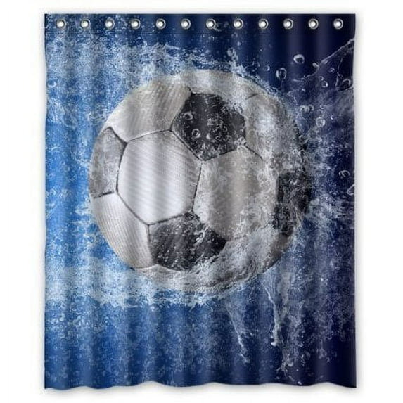 GreenDecor Hertanercase Football Soccer Waterproof Shower Curtain Set with Hooks Bathroom Accessories Size 60x72 inches