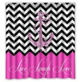 thumbnail image 1 of GreenDecor Hipster Quotes Live Love Laugh In Pink Colorblock Chevron With Anchor Waterproof Shower Curtain Set with Hooks Bathroom Accessories Size 66x72 inches, 1 of 2