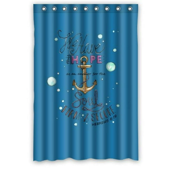 GreenDecor We Have This Hope As An Anchor For The Soul Firm And Secure Hebrews Bible Verse Waterproof Shower Curtain Set with Hooks Bathroom Accessories Size 48x72 inches
