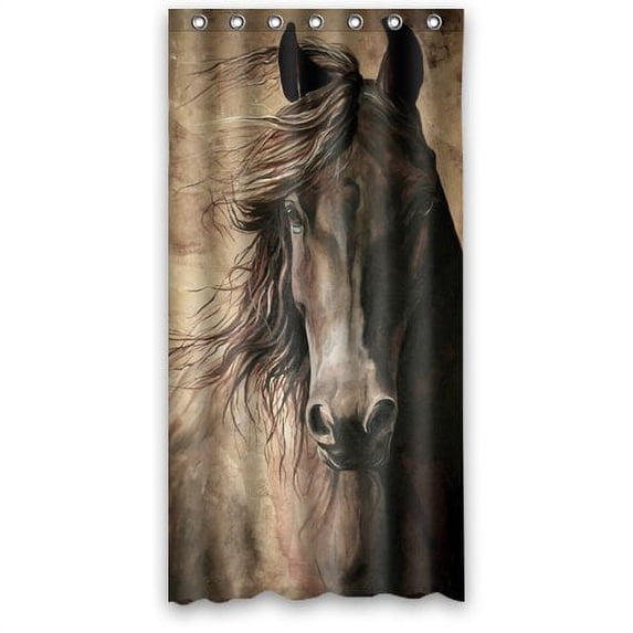 GreenDecor Horse Waterproof Shower Curtain Set with Hooks Bathroom Accessories Size 36x72 inches