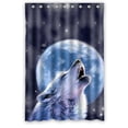 thumbnail image 1 of GreenDecor Howling Wolf At Moon Waterproof Shower Curtain Set with Hooks Bathroom Accessories Size 48x72 inches, 1 of 2