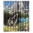 thumbnail image 1 of GreenDecor Howling Wolf Waterproof Shower Curtain Set with Hooks Bathroom Accessories Size 60x72 inches, 1 of 2
