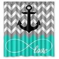 thumbnail image 1 of GreenDecor Infinity Chevron With Nautical Anchor Turquoise Waterproof Shower Curtain Set with Hooks Bathroom Accessories Size 66x72 inches, 1 of 2