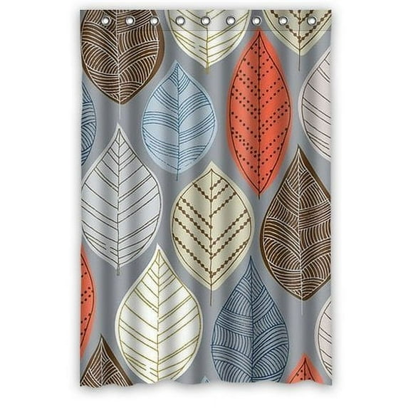 GreenDecor Leaf Waterproof Shower Curtain Set with Hooks Bathroom Accessories Size 48x72 inches